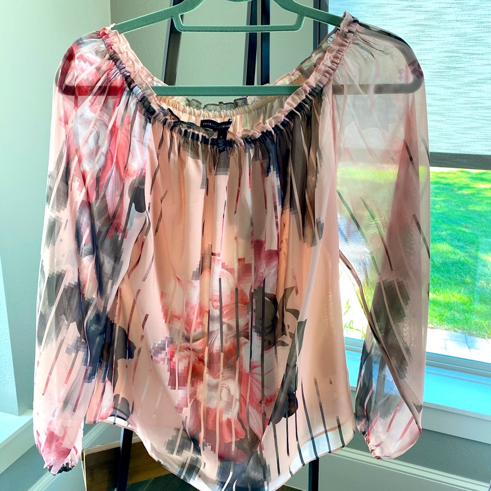 WHBM- Off the shoulder floral blouse